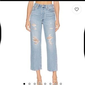 Levi’s Premium Ribcage Straight Ankle Women’s Jeans Sz 24 Distressed Light wash